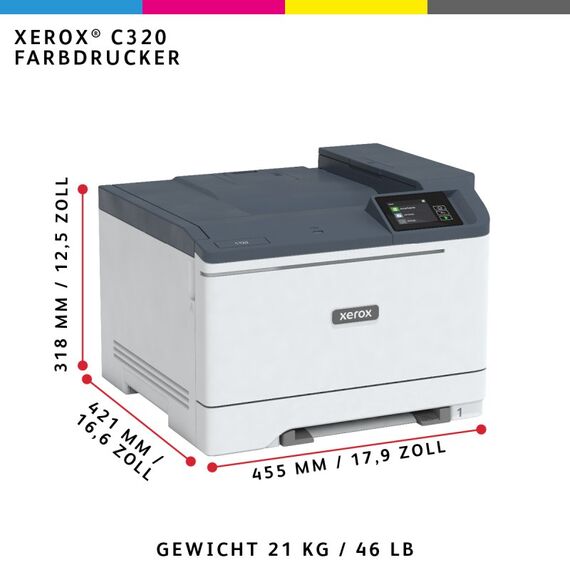 Xerox C320 A4 33 Seiten/Min. Wireless-Duplexdrucker PS3 PCL5e/6 2 Behälter Gesamt 251 Blatt, 5 image