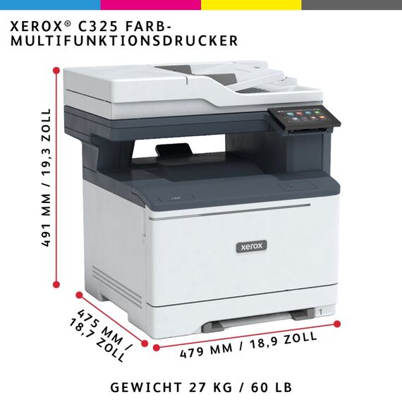 Xerox C325 A4 33 Seiten/Min. Wireless Duplex Kopie/Druck/Scan/Fax PS3 PCL5e/6 2 Behälter 251 Blatt, 3 image