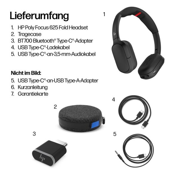 HP Poly Focus 625 Stereo Bluetooth-Headset, 9 image