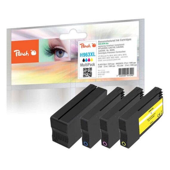 Peach PI300-1005 Druckerpatrone 4 Stück(e) Kompatibel Hohe (XL-) Ausbeute Schwarz, Cyan, Magenta, Gelb