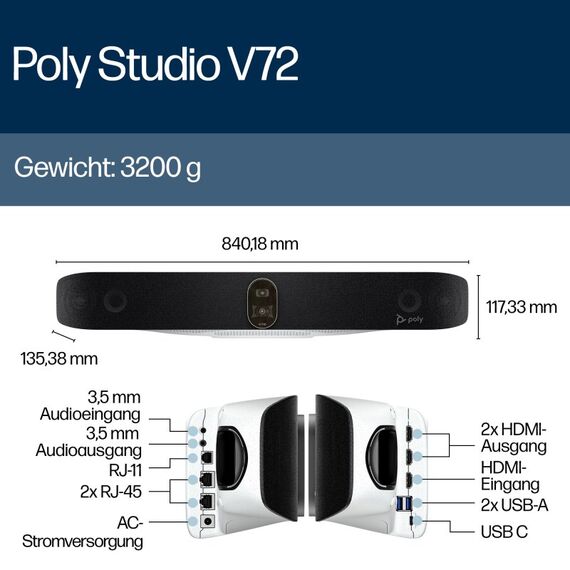 HP Poly Studio V72 USB-Videobar, 4 image