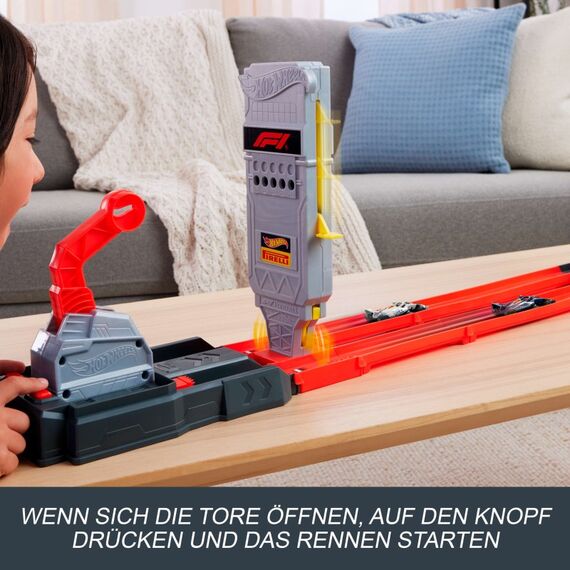 Hot Wheels City Racing Formel-1-Startaufstellung-Trackset mit 2 Die-Cast-F1-Autos im Maßstab 1:64, 9 image
