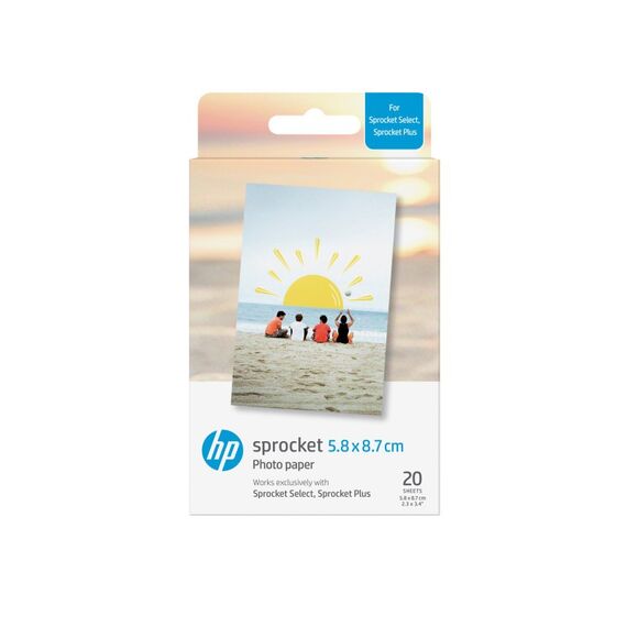 HP Sprocket Plus Fotopapier mit selbstklebender Rückseite, 20 Blatt/5,8 x 8,7 cm (2,3 x 3,4 Zoll)