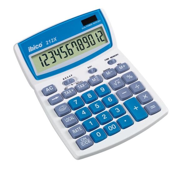 Ibico 212X Taschenrechner Desktop Einfacher Taschenrechner Blau, Weiß