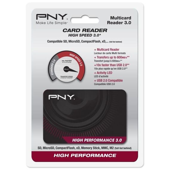 PNY High Performance Reader 3.0 Kartenleser USB 3.2 Gen 1 (3.1 Gen 1) Schwarz