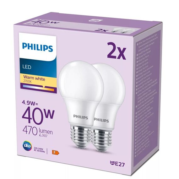 Philips Lampe 40W A60 E27 x2