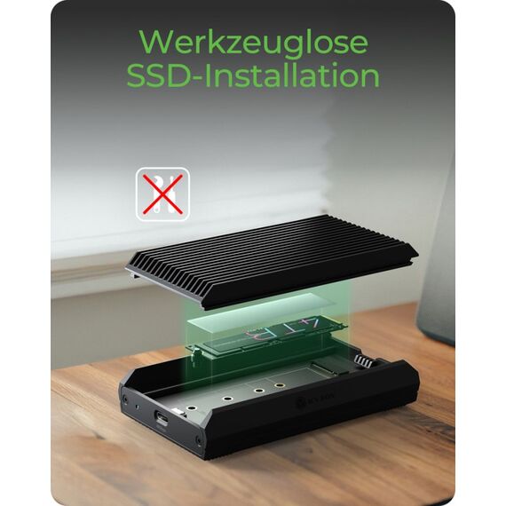 ICY BOX IB-1920M-C42, Gehäuse für NVMe M.2 SSD mit USB4 Gen 3x2 (40 Gbit/s), mit USB Type-C zu USB Type-C Kabel und Gummifixierung, 5 image