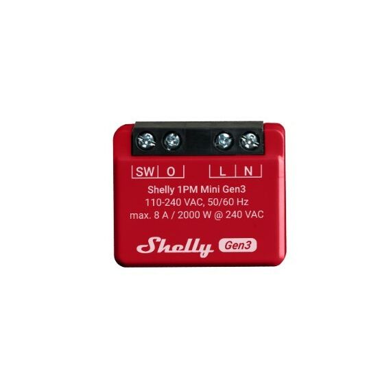 Shelly 1PM Mini Gen3 Intelligenter Schalter 1P Rot