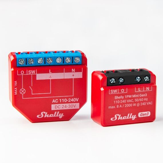 Shelly 1PM Mini Gen3 Intelligenter Schalter 1P Rot, 4 image