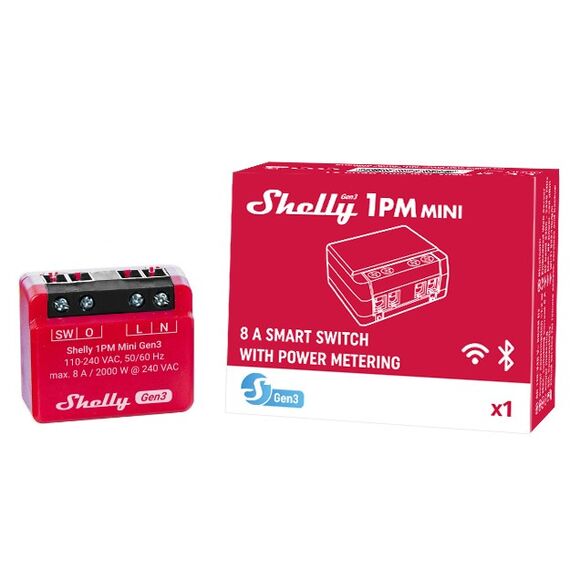 Shelly 1PM Mini Gen3 Intelligenter Schalter 1P Rot, 5 image