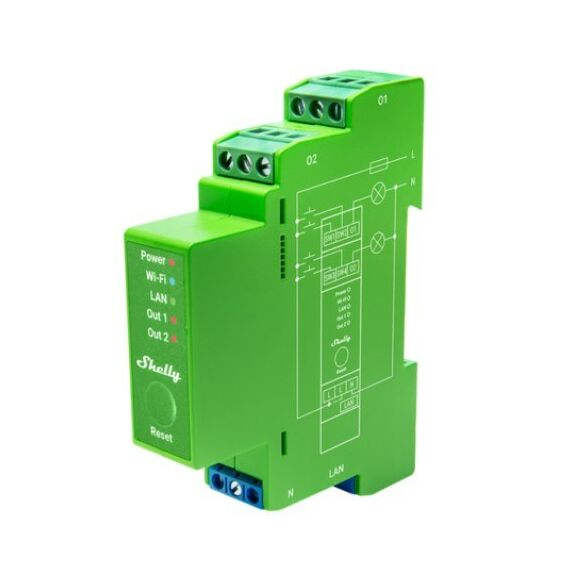 Shelly Pro Dimmer 2PM Eingebaut Blau, Grün, Grau