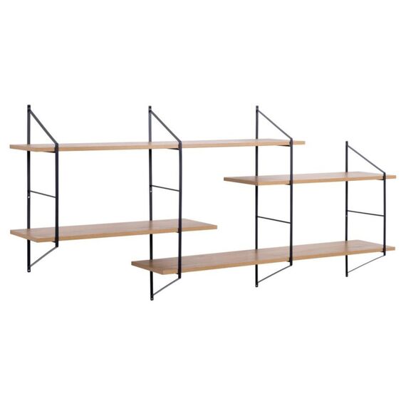 Actona Belfast Schweberegal Wandverteiler Melamin, Stahl Schwarz, Eiche, Farbe: Schwarz, Eiche
