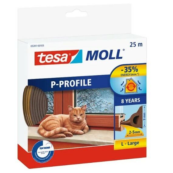 TESA P-Profile 25 m Fenster Dichtungsgummi Selbstklebend Braun