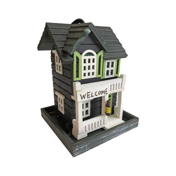 Windhager Bird Hotel Vogelhäuschen Anthrazit, Grün, Grau Holz Hängend