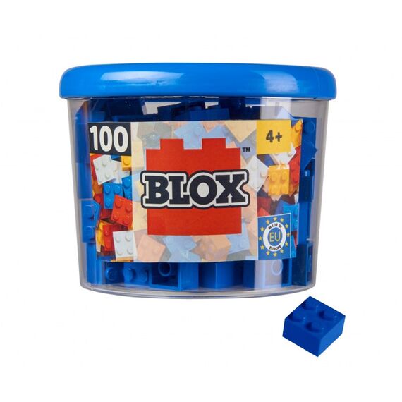 Simba Toys Blox - 100 4er Bausteine blau - kompatibel mit bekannten Spielsteinen, Farbe: Blau