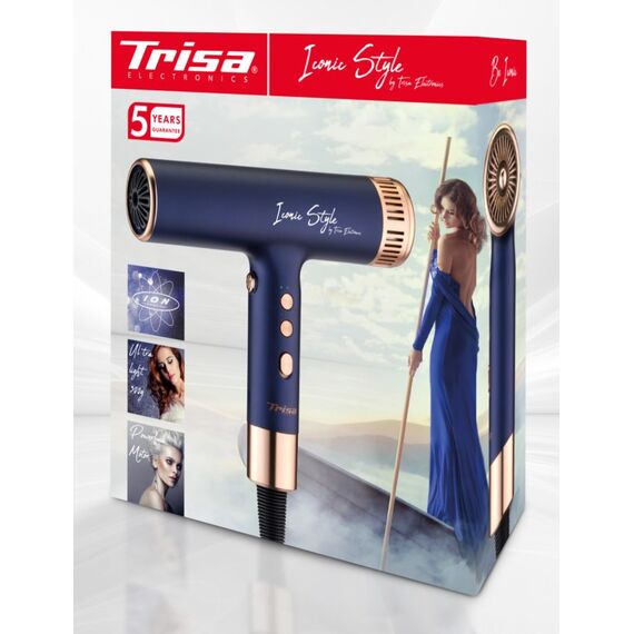 Trisa Iconic Style Haartrockner 1800 W Blau, Gold, 4 image