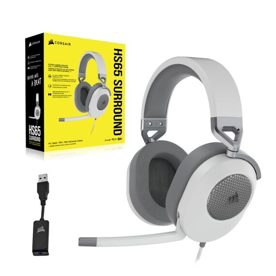 Corsair HS65 SURROUND Kopfhörer Kabelgebunden Handgeführt Gaming Weiß, 3 image