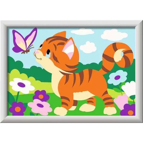 Ravensburger CreArt, Malen nach Zahlen Kinder - Cat with butterfly