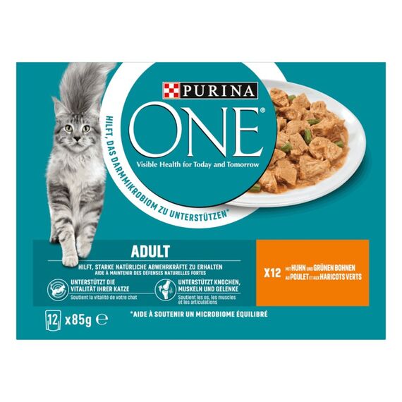 Purina ONE ADULT zarte Stückchen in Sauce mit Huhn und grünen Bohnen