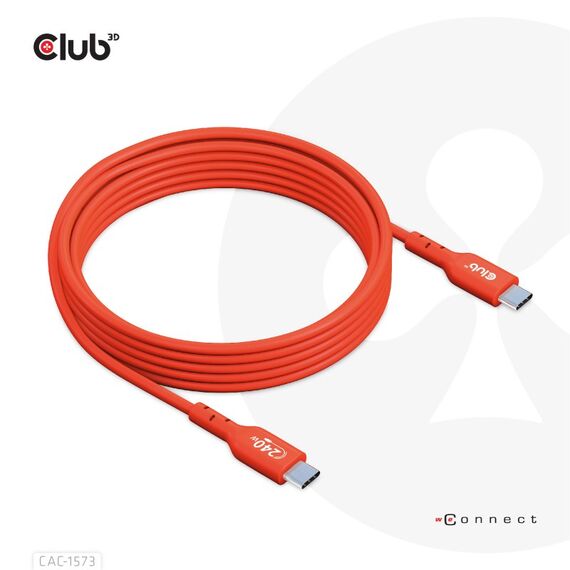 CLUB3D USB2 Type-C Bi-Directional Cable, Data 480Mb,PD 240W(48V/5A) EPR M/M 2m, 2 image