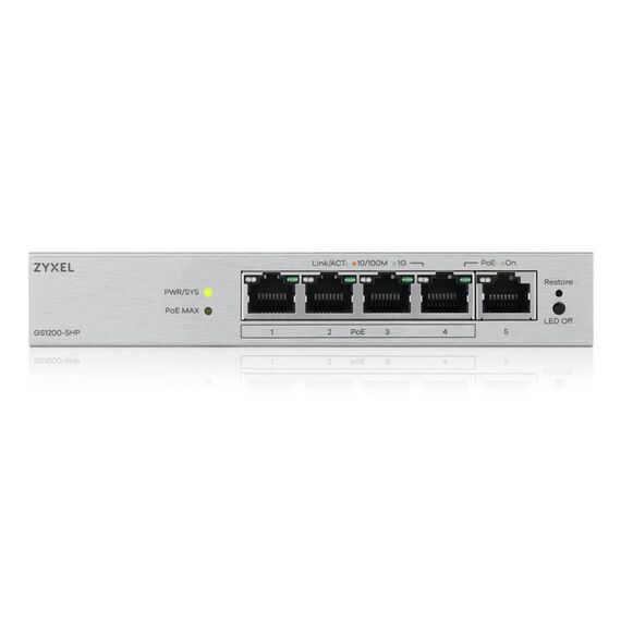 Zyxel GS1200-5HPV3 Managed L2 Gigabit Ethernet (10/100/1000) Power over Ethernet (PoE) Desktop Grau, 3 image
