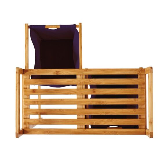 Lumaland 20940 Wäschekorb 60 l Rechteckig Bambus, Baumwolle, Holz Bambus, Violett, Farbe: Bambus, Violett, 7 image