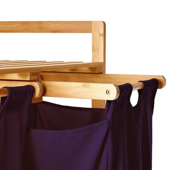 Lumaland 20940 Wäschekorb 60 l Rechteckig Bambus, Baumwolle, Holz Bambus, Violett, Farbe: Bambus, Violett, 8 image