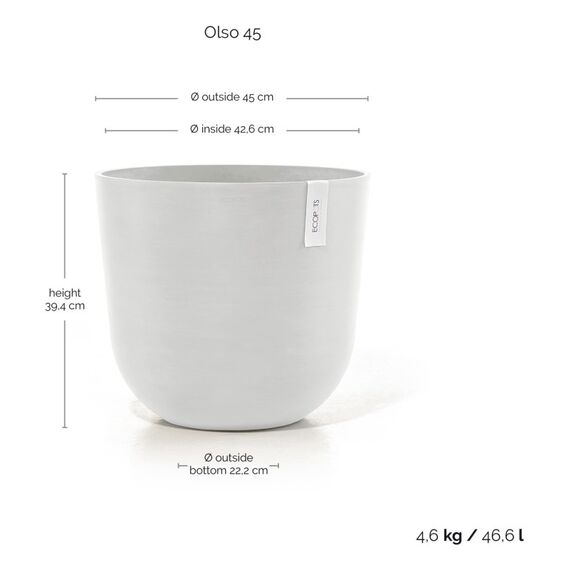 Ecopots Oslo 45 Drinnen/Draußen Kräutertopf Freistehend Weiß, 3 image