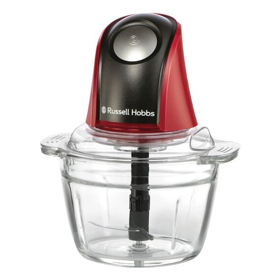Russell Hobbs 27130-56 Elektrischer Essenszerkleinerer 0,5 l 200 W Schwarz, Rot, Transparent, Farbe: Schwarz, Rot, Transparent