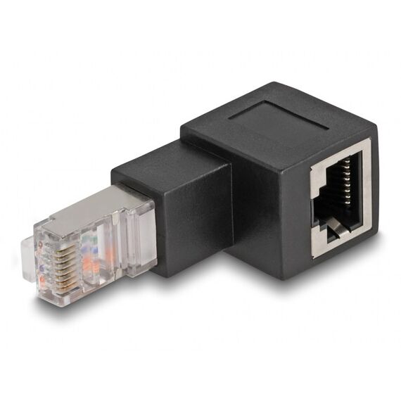 DeLOCK RJ45 Stecker zu RJ45 Buchse Adapter Cat.6A 90° nach unten gewinkelt