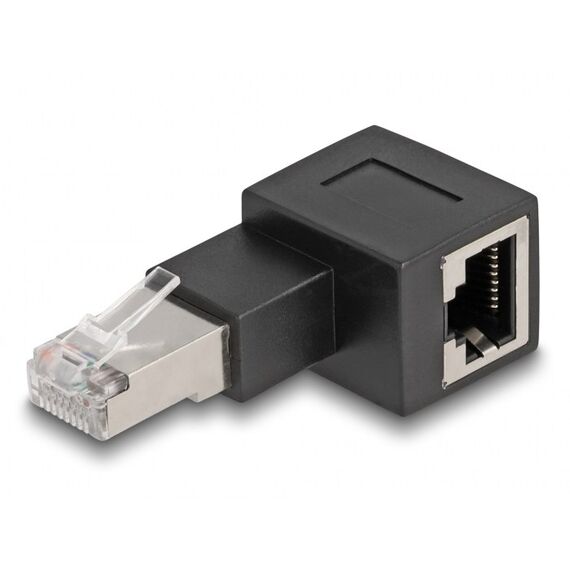 DeLOCK RJ45 Stecker zu RJ45 Buchse Adapter Cat.6A 90° nach rechts gewinkelt