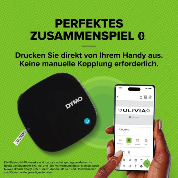 DYMO LetraTag 200B-Beschriftungsgerät mit Bluetooth | kompakter Etikettendrucker | verbindet sich über Wireless Bluetooth-Technologie mit iOS und Android | inklusive 1 x Papierschriftband in Weiß, 4 image