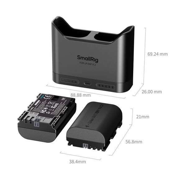 SmallRig 5484 Akkuladegerät Batterie für Digitalkamera USB, 2 image