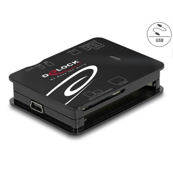DeLOCK USB 2.0 Card Reader für CF / SD / Micro SD / MS / xD / M2 Speicherkarten
