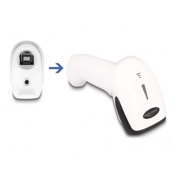 DeLOCK Barcode Scanner 1D und 2D für 2,4 GHz, Bluetooth oder USB - weiß