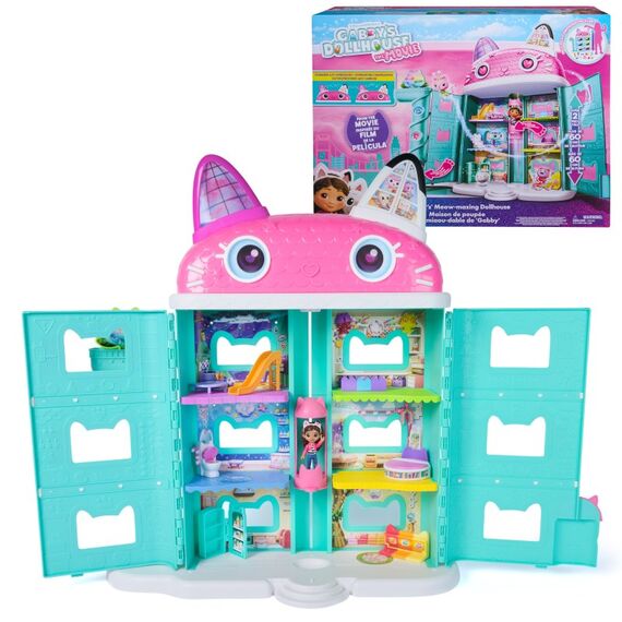 Gabby's Dollhouse DREAMWORKS : DER FILM - Puppenhaus zum Kinofilm, über 60 cm groß, mit Gabby-Figur & Dollhouse Zubehör, für Kinder ab 3 Jahren