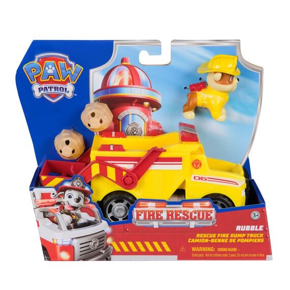 PAW Patrol Fire Rescue - Rubbles Rettungs-Truck mit Schaufel und Geschossen sowie Rubble Hundefigur, 9 image