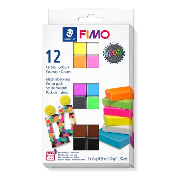 Staedtler FIMO Color Pack Neon Colours Modellierton 300 g Mehrfarbig 12 Stück(e)