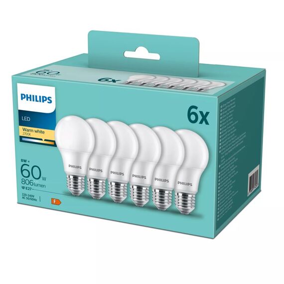 Philips Lampe 60W A60 E27 x6