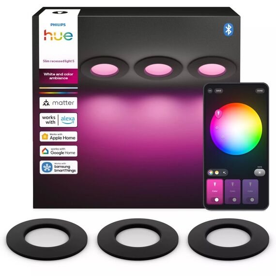 Philips Hue White and Color ambiance Slim Einbauleuchte, 90 mm, 3er-Pack, 2 image