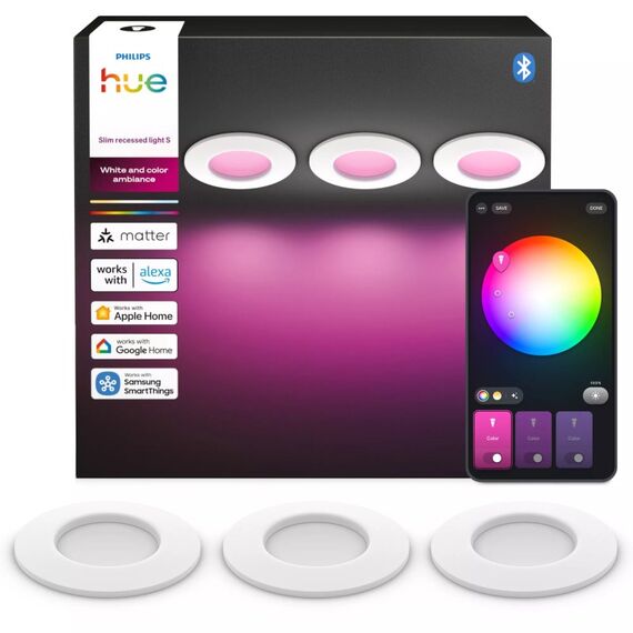 Philips Hue White and Color ambiance Slim Einbauleuchte, 90 mm, 3er-Pack, 3 image