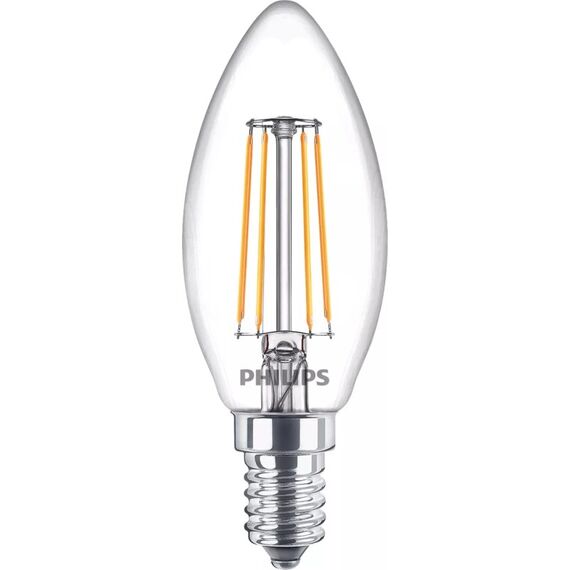 Philips Filament-Kerzenlampe, B35 E14 x 6, transparent, 40 W