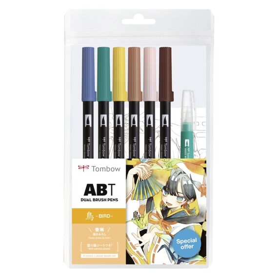Tombow ABT Dual Brush Pen Watercolor Manga Set Bird