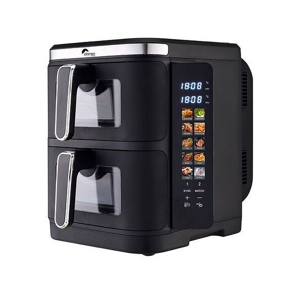 Ohmex OHM-FRY-5502AIR Fritteuse Doppel 11 l Eigenständig 1200 W Heißluftfritteuse Schwarz