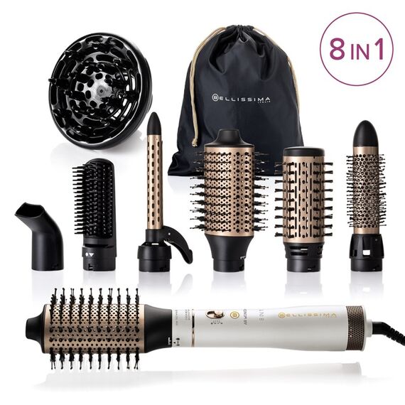 Bellissima Air Wonder 8 in 1 Heißluftbürste Warm Gold, Weiß 1000 W 1,8 m