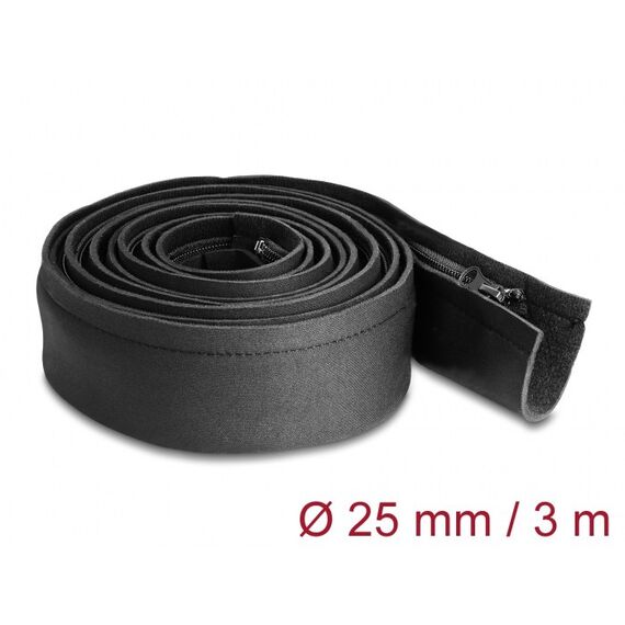DeLOCK Kabelschlauch Neopren flexibel mit Reißverschluss 3 m x 100 mm schwarz