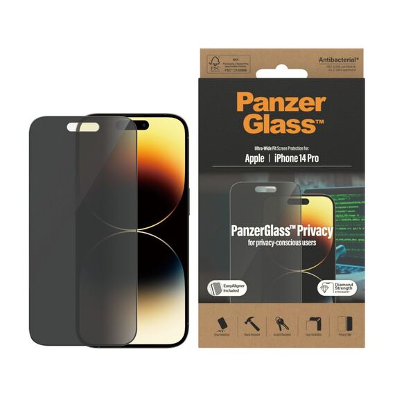 PanzerGlass ® Privacy Displayschutz iPhone 14 Pro | Ultra-Wide Fit m. EasyAligner