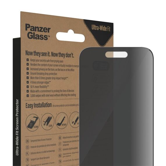 PanzerGlass ® Privacy Displayschutz iPhone 14 Pro | Ultra-Wide Fit m. EasyAligner, 4 image