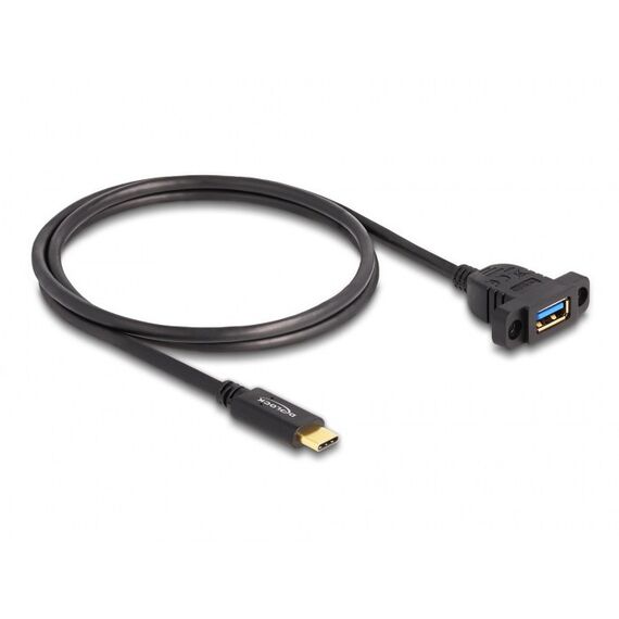 DeLOCK SuperSpeed USB 10 Gbps (USB 3.2 Gen 2) Kabel USB Type-C Stecker zu USB Typ-A Buchse 1 m zum Einbau schwarz