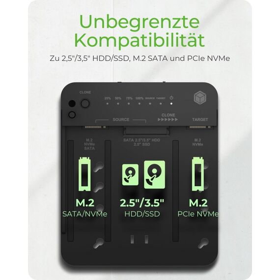 ICY BOX IB-2913MCL-C31, Docking & CloneStation für M.2 NVMe/SATA & 2,5"/3,5" SATA zu M.2 NVMe SSDs, 7 image